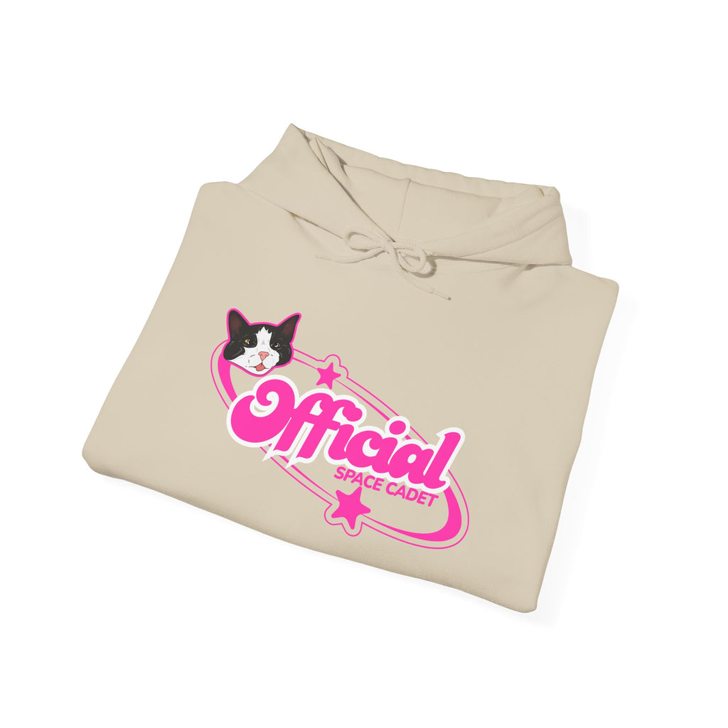 Official Snack Court Cat Hoodie — Pink Retro Logo Pullover