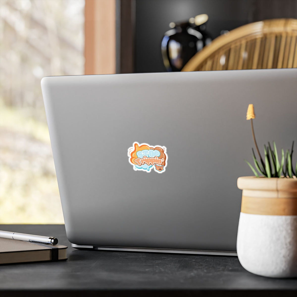 Sticker — 'Stay Trippin'' Colorful Kiss-Cut Vinyl Decal (Retro Cute Cat Design)