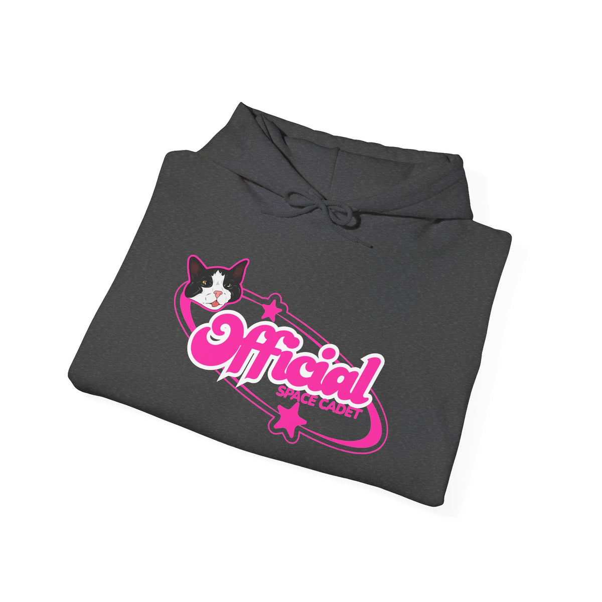 Official Snack Court Cat Hoodie — Pink Retro Logo Pullover