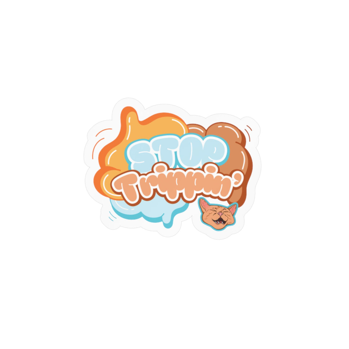 Sticker — 'Stay Trippin'' Colorful Kiss-Cut Vinyl Decal (Retro Cute Cat Design)