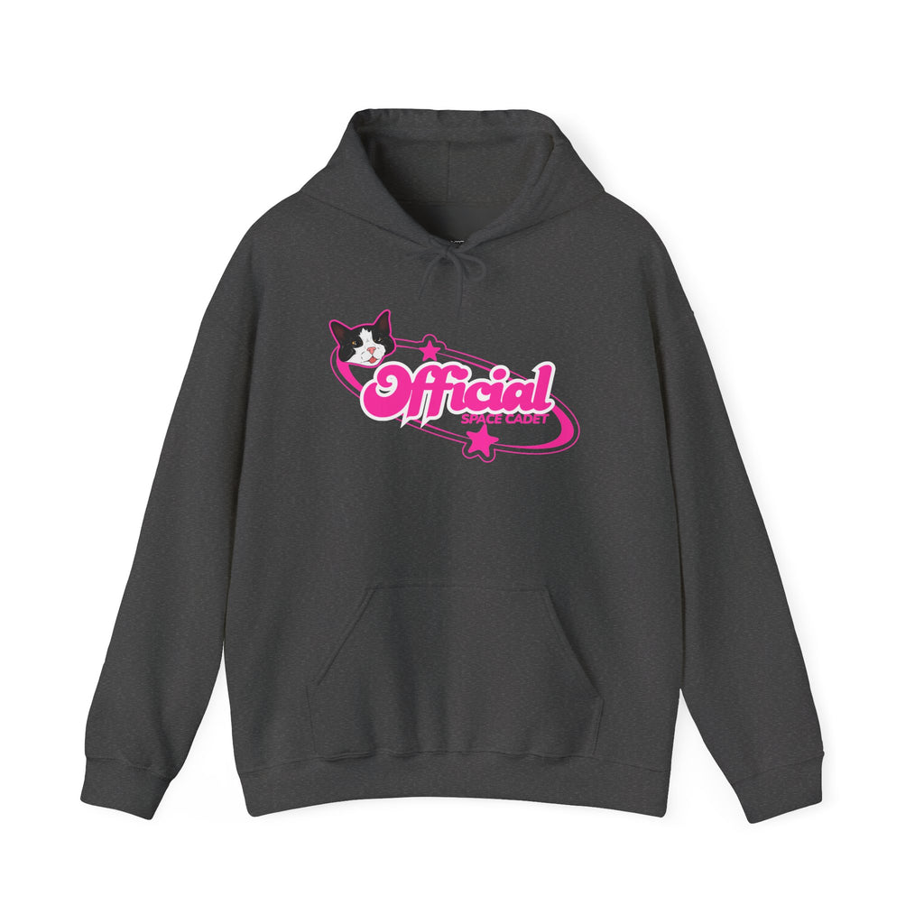 Official Snack Court Cat Hoodie — Pink Retro Logo Pullover
