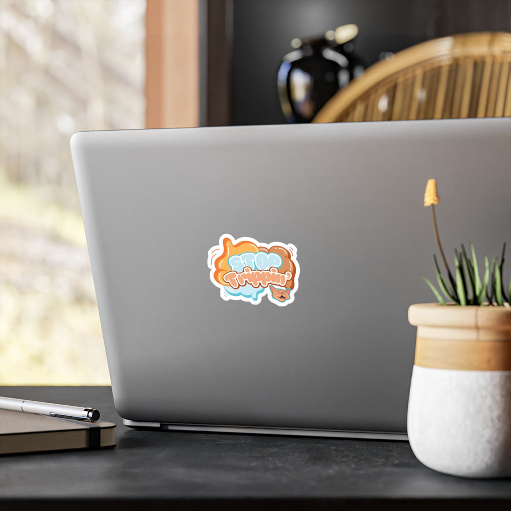 Sticker — 'Stay Trippin'' Colorful Kiss-Cut Vinyl Decal (Retro Cute Cat Design)
