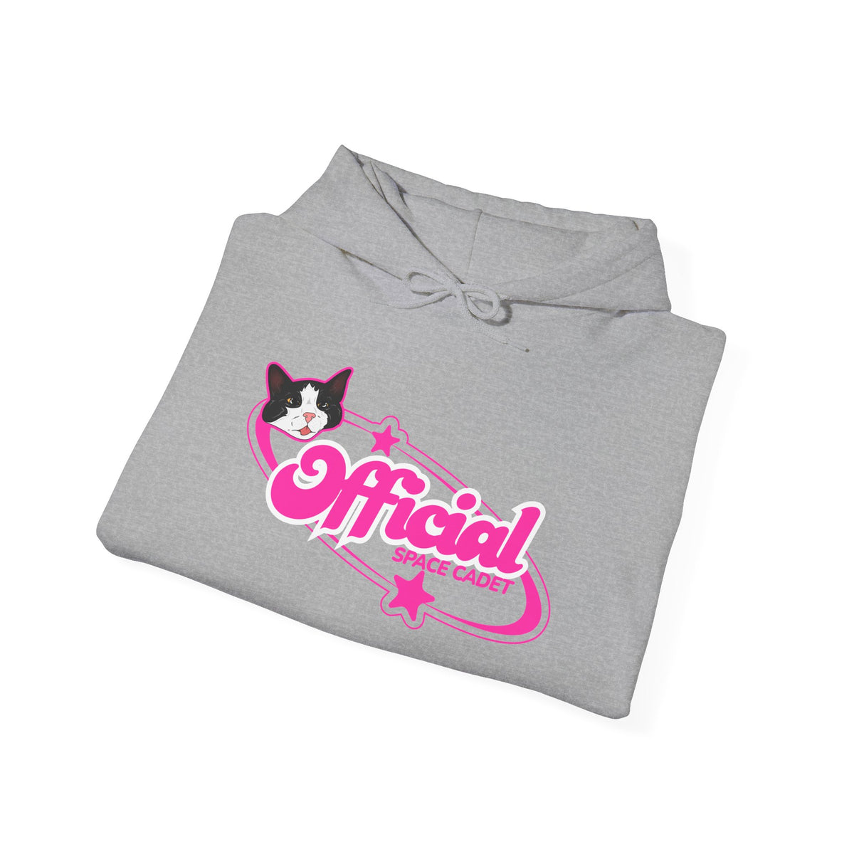 Official Snack Court Cat Hoodie — Pink Retro Logo Pullover