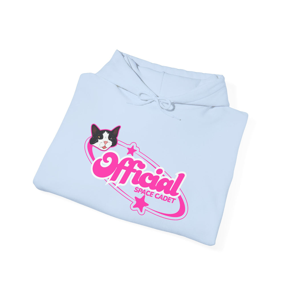 Official Snack Court Cat Hoodie — Pink Retro Logo Pullover