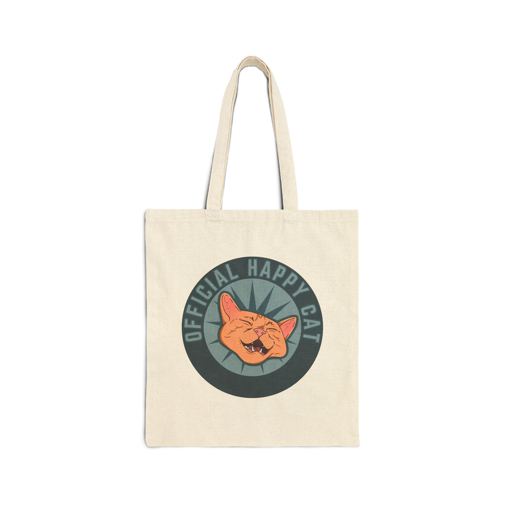 Tote Bag — "Official Happy Cat" Cotton Canvas Tote (Funny Cat Graphic)