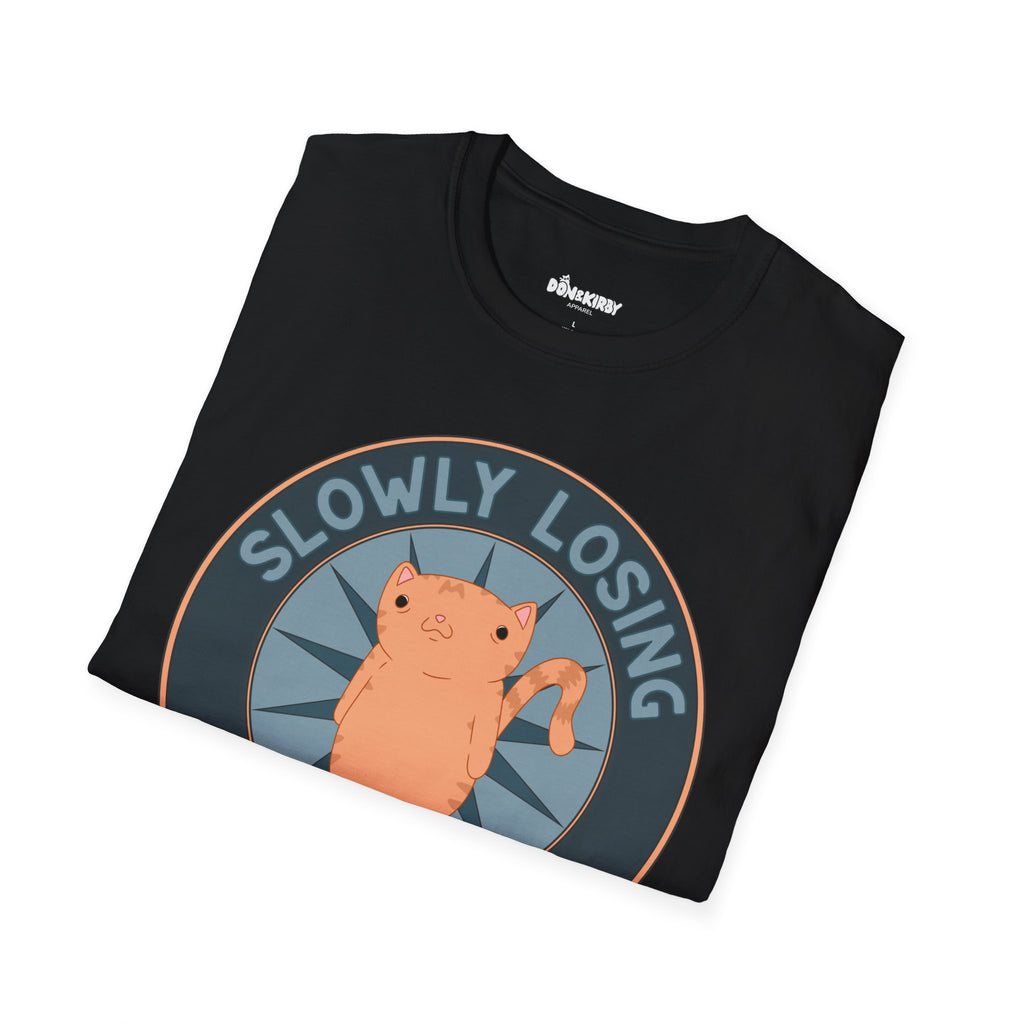 Funny Cat T-Shirt — “Slowly Losing My Shit” Cute Retro Kitty Graphic Tee