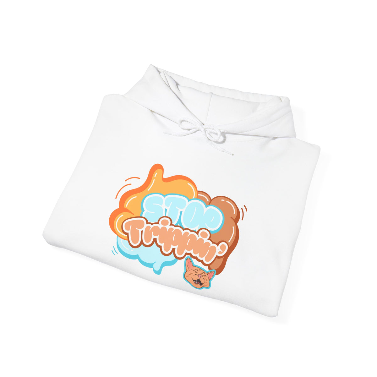 Hoodie — "Purrfectly Trippy" Retro Cat Bubble Graphic Hoodie