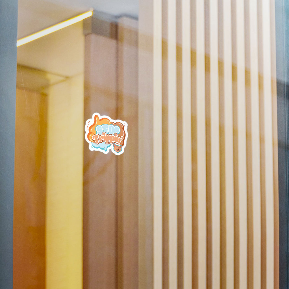 Sticker — 'Stay Trippin'' Colorful Kiss-Cut Vinyl Decal (Retro Cute Cat Design)