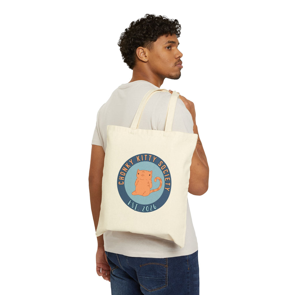 Chunky Kitty Society Tote Bag — Cute Cat Canvas Shopping Tote