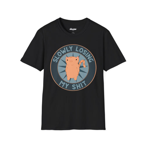 Funny Cat T-Shirt — “Slowly Losing My Shit” Cute Retro Kitty Graphic Tee