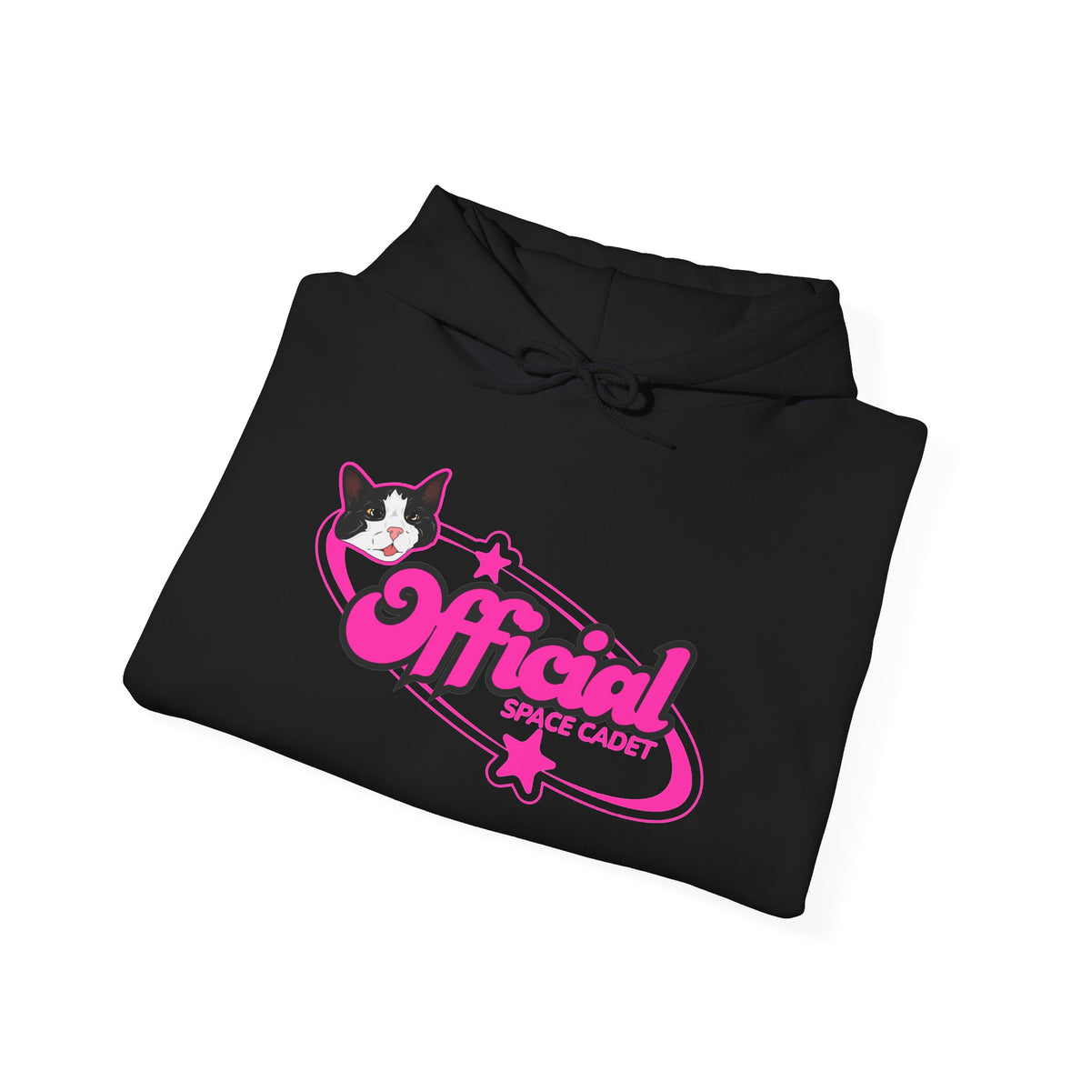 Official Snack Court Cat Hoodie — Pink Retro Logo Pullover
