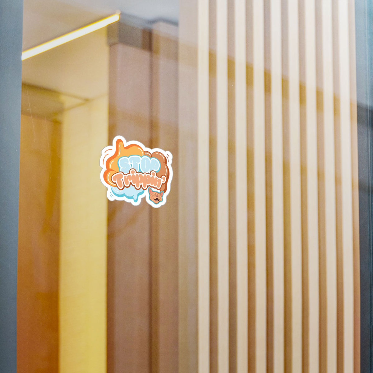 Sticker — 'Stay Trippin'' Colorful Kiss-Cut Vinyl Decal (Retro Cute Cat Design)