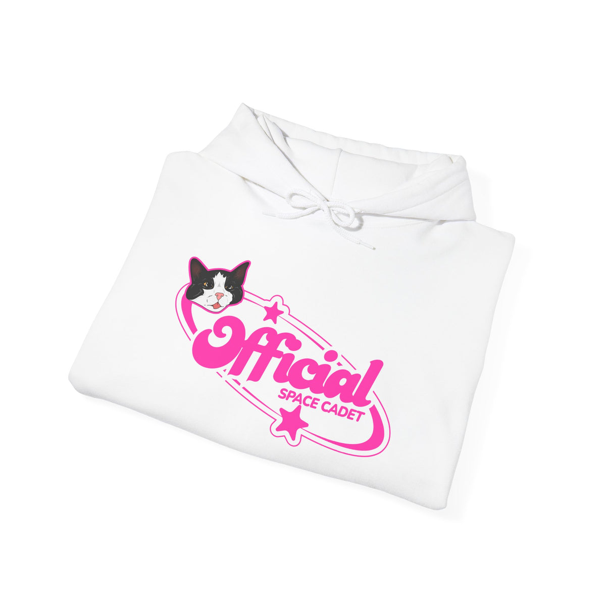 Official Snack Court Cat Hoodie — Pink Retro Logo Pullover