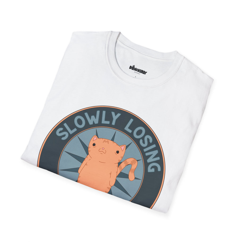 Funny Cat T-Shirt — “Slowly Losing My Shit” Cute Retro Kitty Graphic Tee